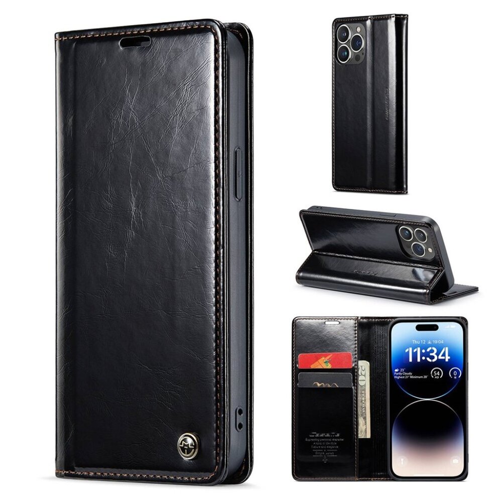 CaseMe‎ 003 For iPhone 14 Pro Max Soft PU Leather Flip Wallet Case with 2 Credit
